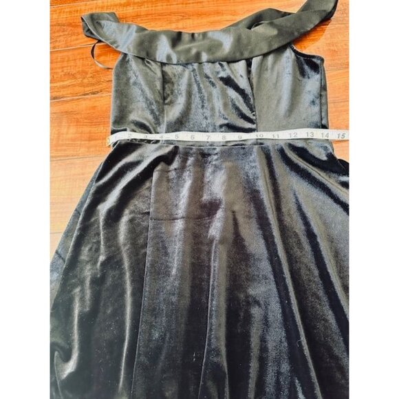 Trixxie New Feminine Velvet Sleeveless A-Line Satin Collar & Zipper Back Dress L - Picture 4 of 7